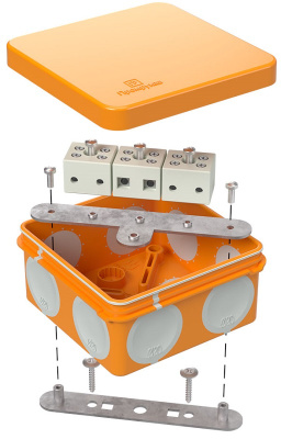 Коробка огнестойкая Промрукав 80x80x40мм 6x6мм под пистолет IP66 оранжевый
