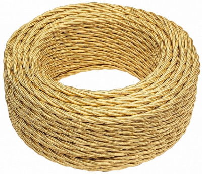 Ретро провод витой Bironi 3х0,75мм золото глянец (50м)