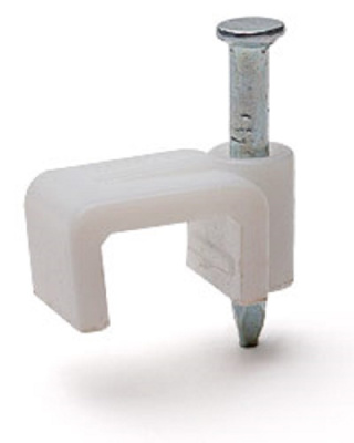 Скоба пластиковая с гвоздем плоская Fortisflex СПП 7 (50шт.)