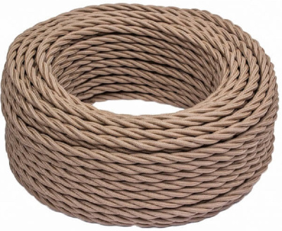 Ретро провод витой Bironi 2х0,75мм капучино матовый (50м)