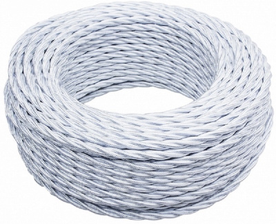 Ретро провод витой Bironi 2х1,5мм белый матовый (50м)