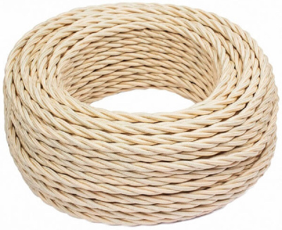 Ретро провод витой Bironi 2х0,75мм песочное золото матовый (50м)