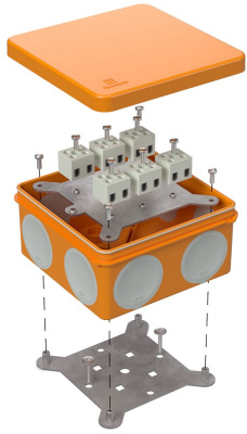 Коробка огнестойкая Промрукав 100x100x50мм под пистолет 12x6мм IP66 оранжевый