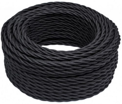 Ретро провод витой Bironi 3х0,75мм черный матовый (50м)
