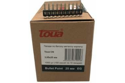 Гвозди для монтажного пистолета 3,05x25 мм, EG bullet point 1000 шт. TOUA
