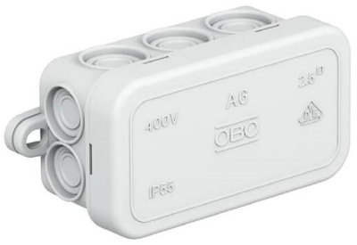 Коробка распределительная OBO Bettermann A6 80x43x36мм (10 сальников) IP55 серый (10шт)
