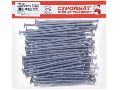 Гвозди  строительные оцинкованные Стройбат 4,0х100 (1,0 кг)