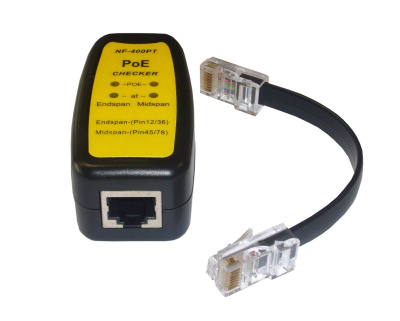 Кабельный тестер Netko NF-400PT RJ45, PoE 802.3af/at, 4 LED индикатора, черный