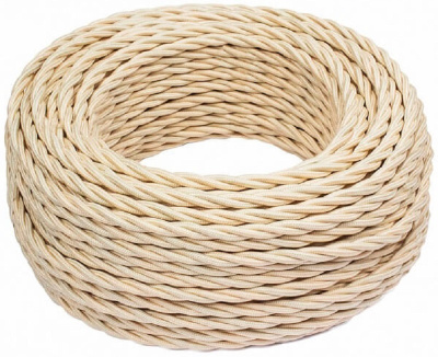 Ретро провод витой Bironi 3х2,5мм песочное золото матовый (50м)