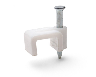 Скоба пластиковая с гвоздем плоская Fortisflex СПП 6 (50шт.)