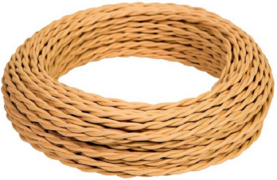 Ретро провод витой Greenel МезонинЪ 2х1,5мм песочное золото (50м)