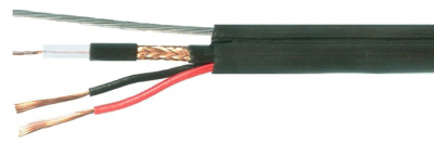 Кабель коаксиальный с питанием КВК-П-2x0.75, с тросом, чёрный (200м)